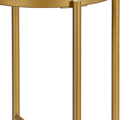 22" Brass And Clear Glass And Steel Round End Table