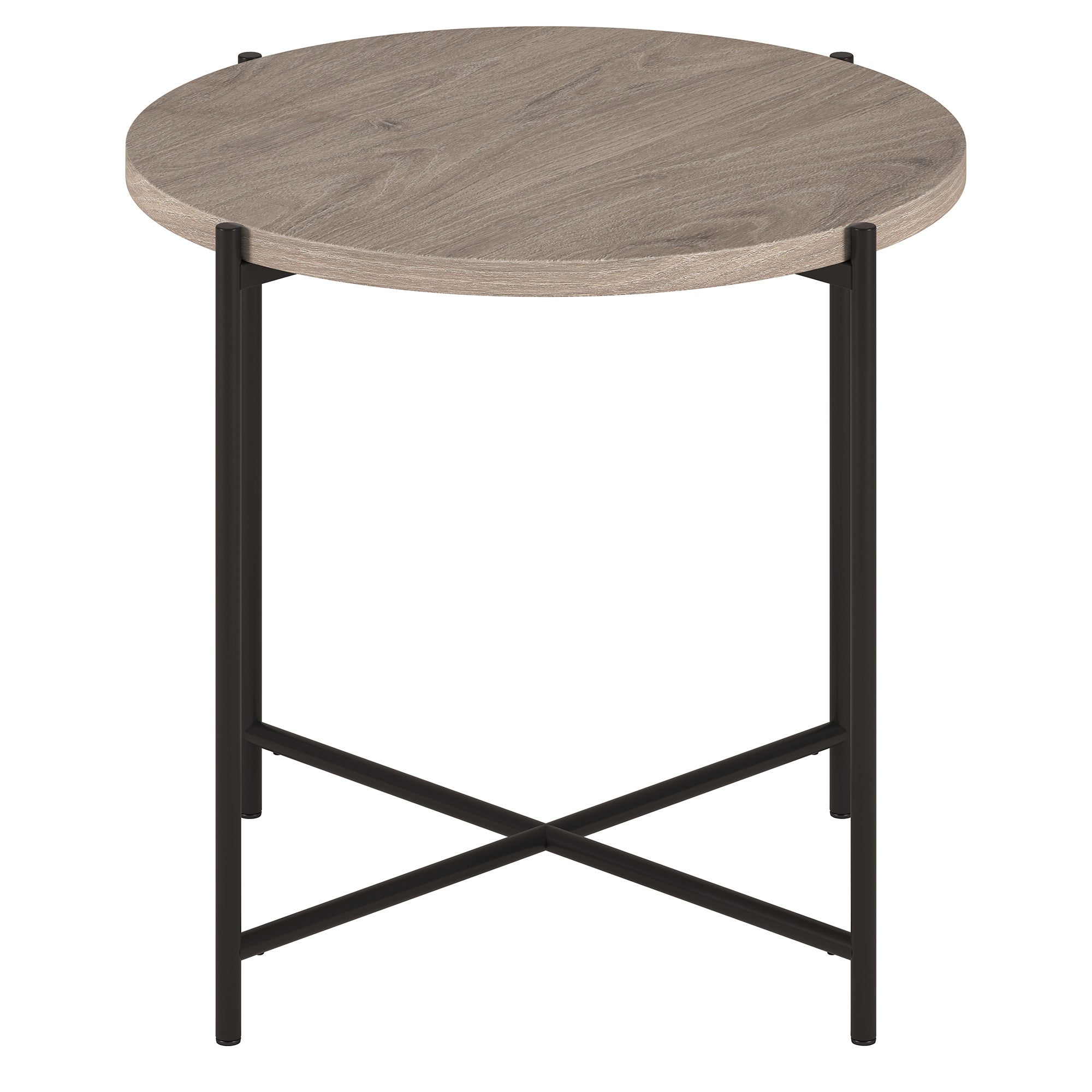 22" Black And Gray Wood And Steel Round End Table