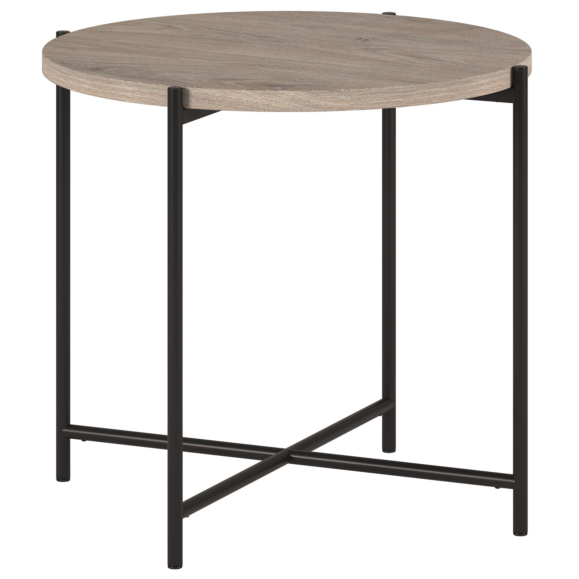 22" Black And Gray Wood And Steel Round End Table