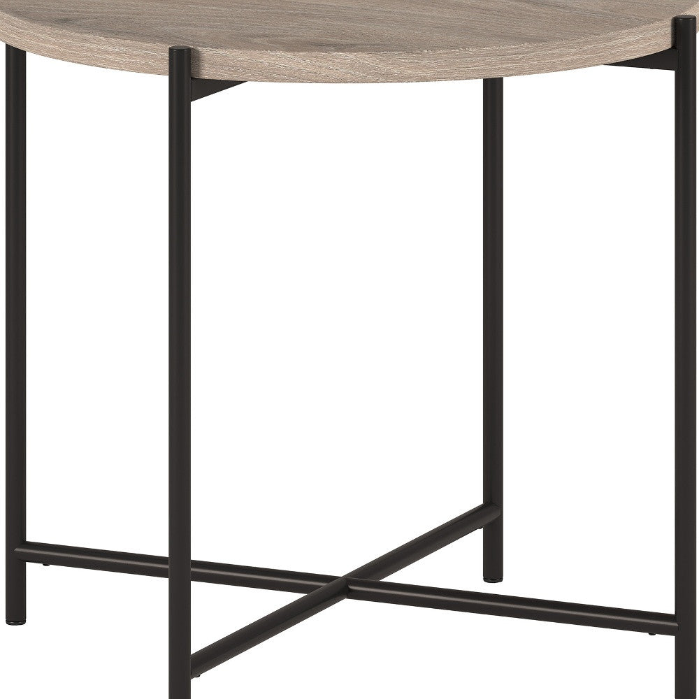 22" Black And Gray Wood And Steel Round End Table