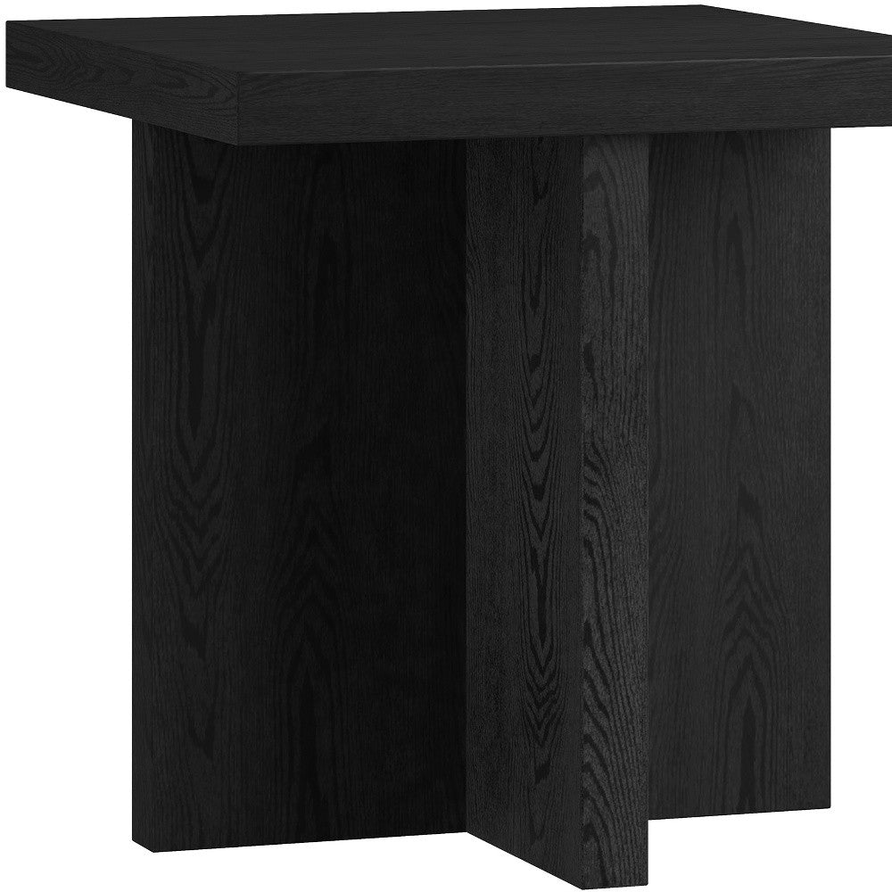 22" Black Wood Square End Table