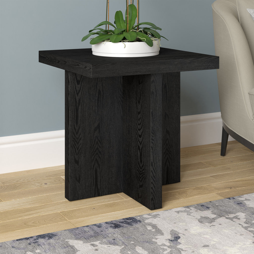 22" Black Wood Square End Table