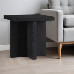 22" Black Wood Square End Table