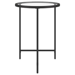 24" Black And Clear Glass And Steel Round End Table