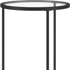 24" Black And Clear Glass And Steel Round End Table