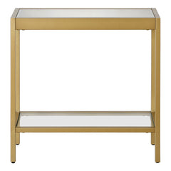 24" Brass And Clear Glass And Steel End Table With Shelf