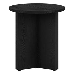 22" Black Wood Round End Table