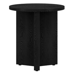 22" Black Wood Round End Table