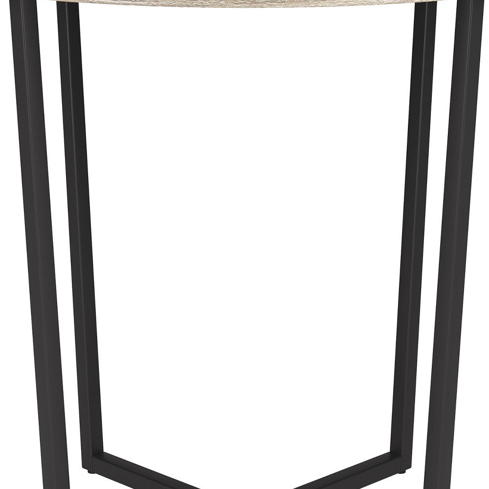 20" Black And Gray Wood And Steel Round End Table