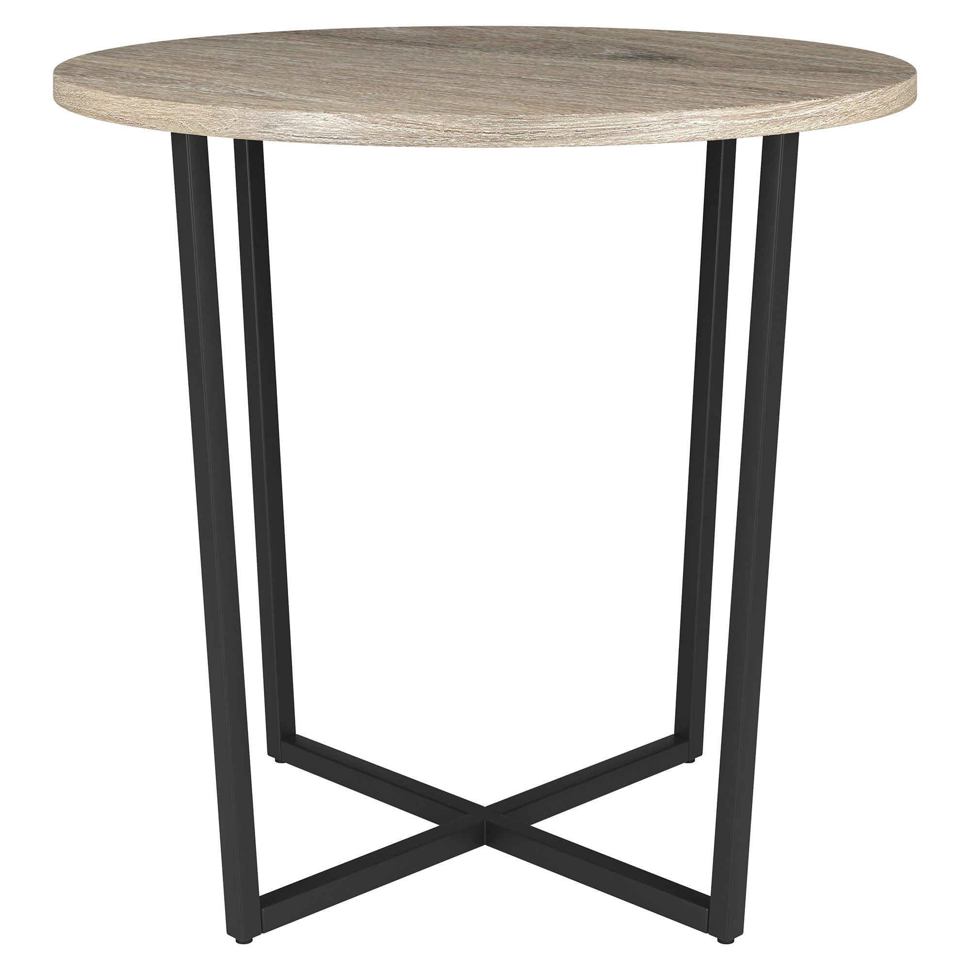 20" Black And Gray Wood And Steel Round End Table