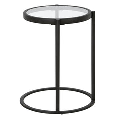 20" Black And Clear Glass And Steel Round End Table