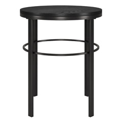 24" Black Wood And Steel Round End Table