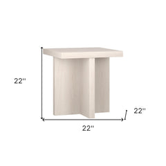 22" Alder White Wood Square End Table