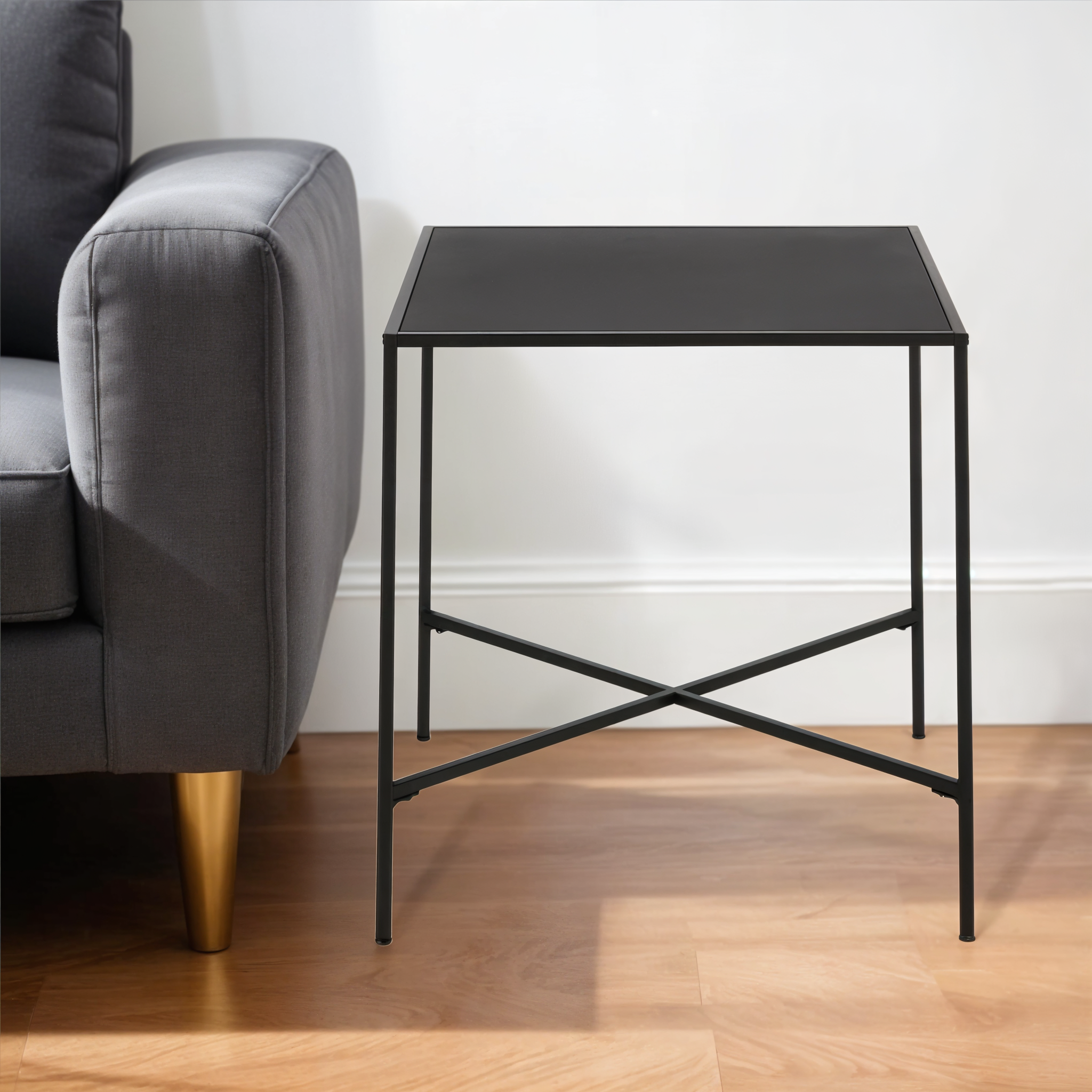 22" Black Steel Square End Table