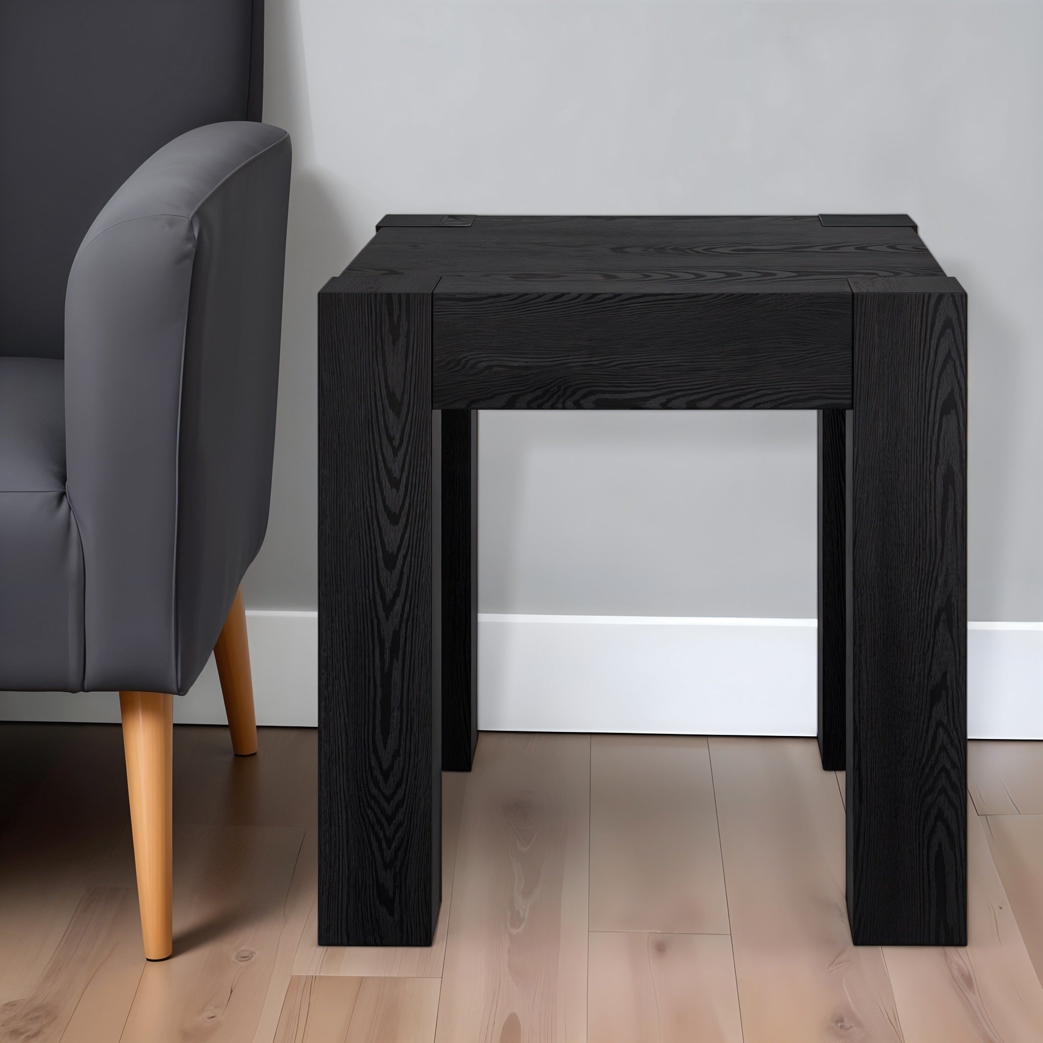 22" Black Wood Square End Table