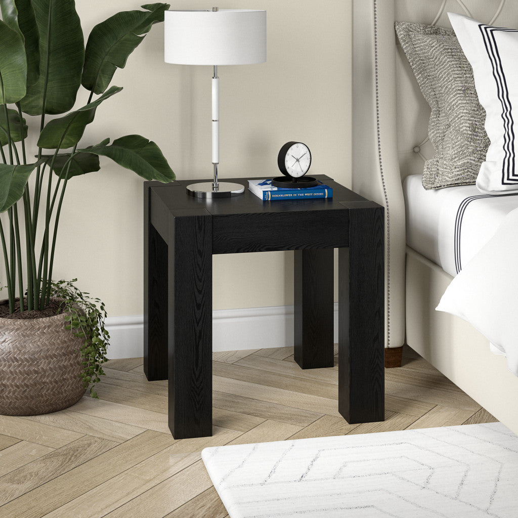 22" Black Wood Square End Table