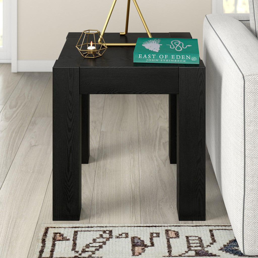 22" Black Wood Square End Table