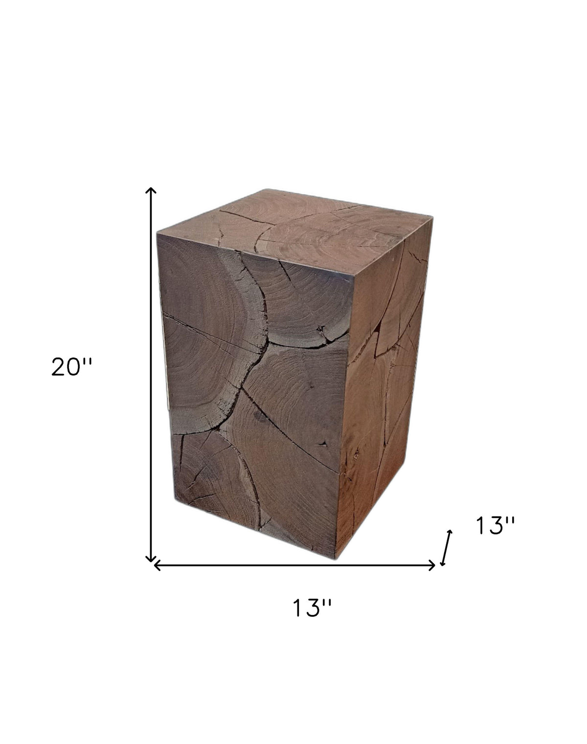 20" Black Distressed Solid Wood Square End Table