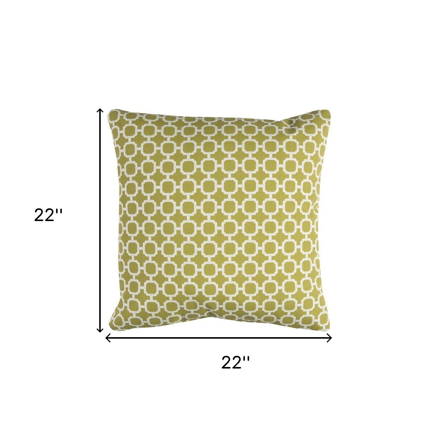 22" Green and White Quatrefoil Indoor Outdoor Throw Pillow