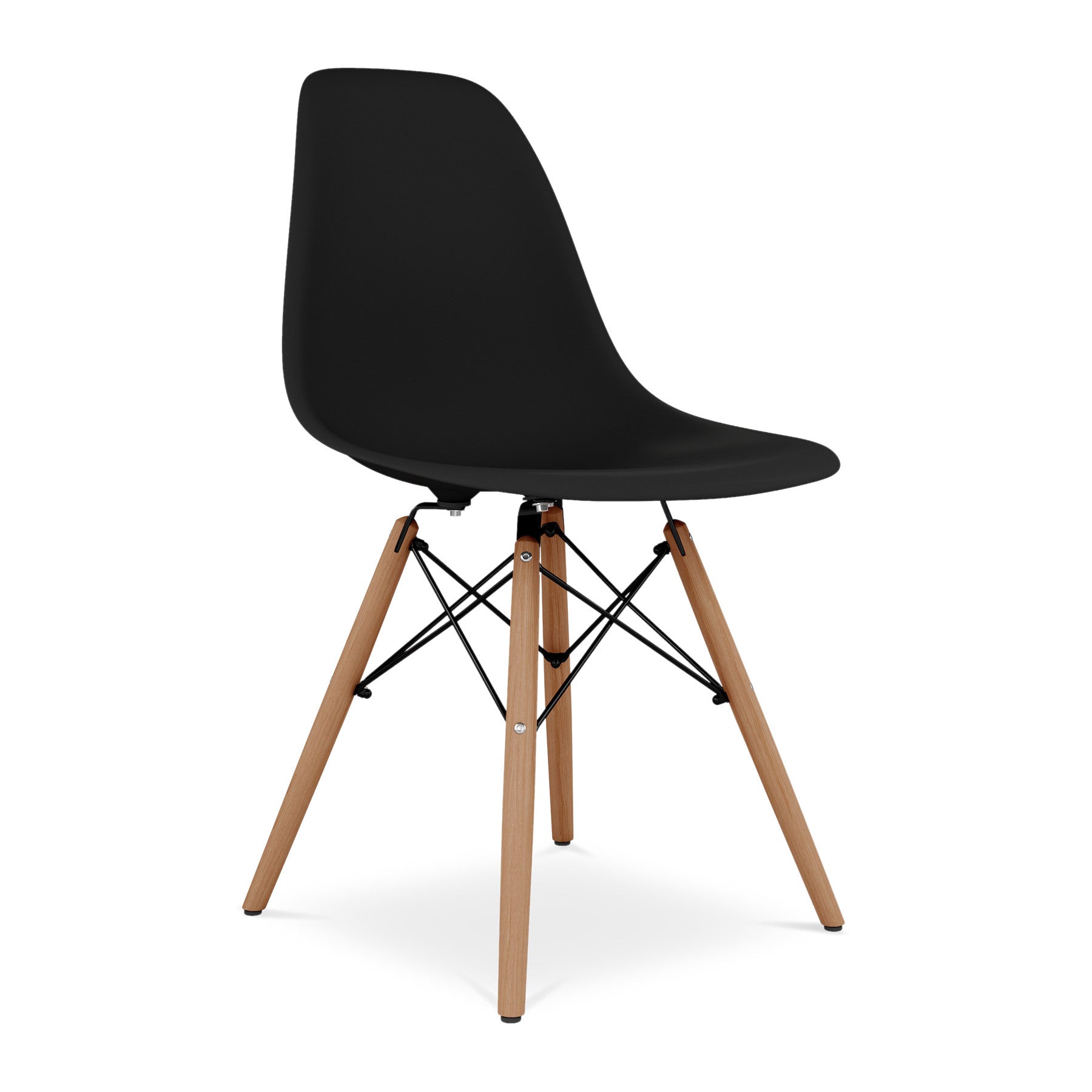 Black And Natural Heavy Duty Plastic And Wood Dining Side Chair