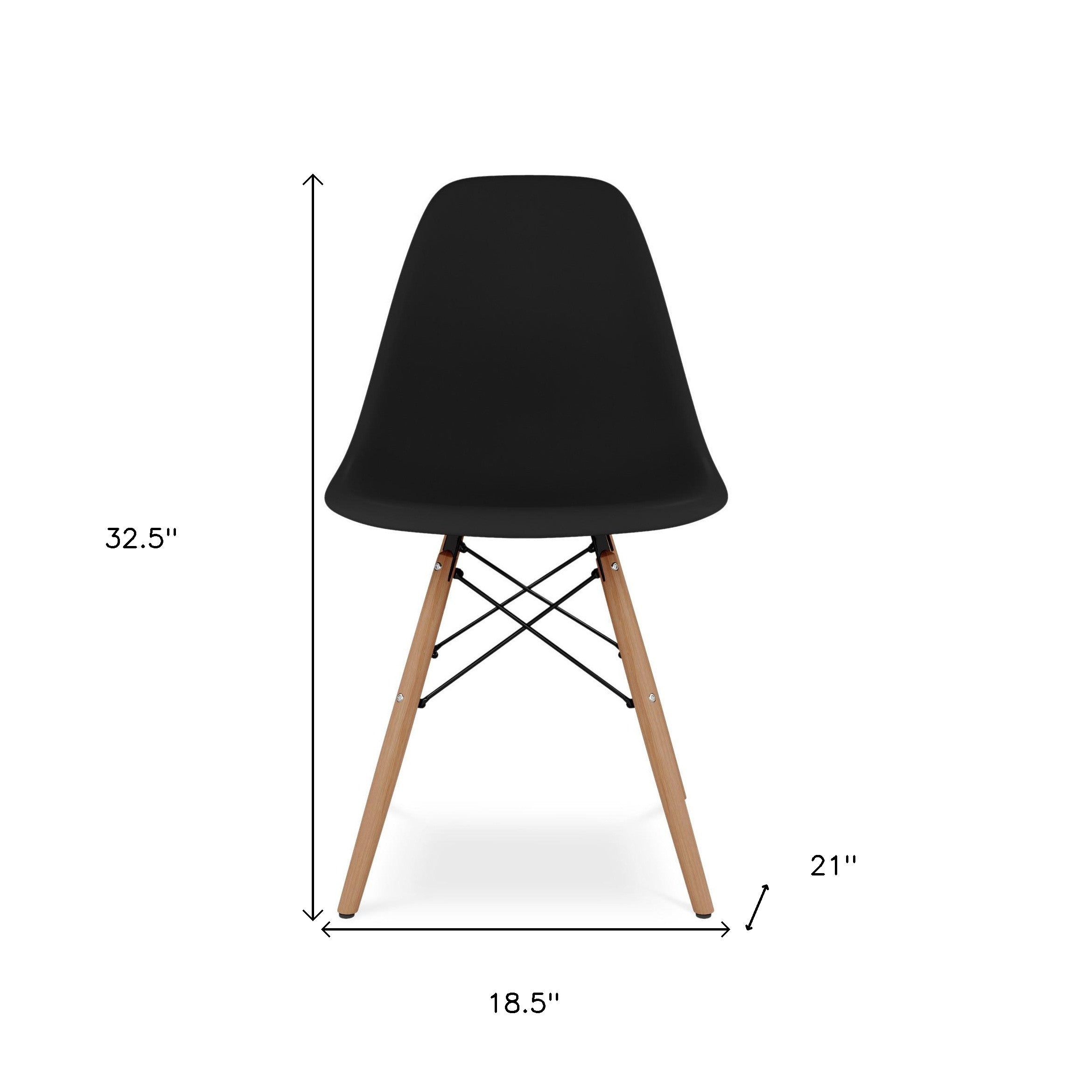 Black And Natural Heavy Duty Plastic And Wood Dining Side Chair