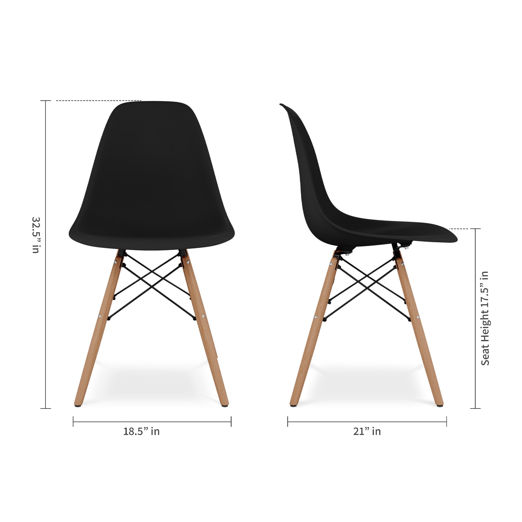 Black And Natural Heavy Duty Plastic And Wood Dining Side Chair