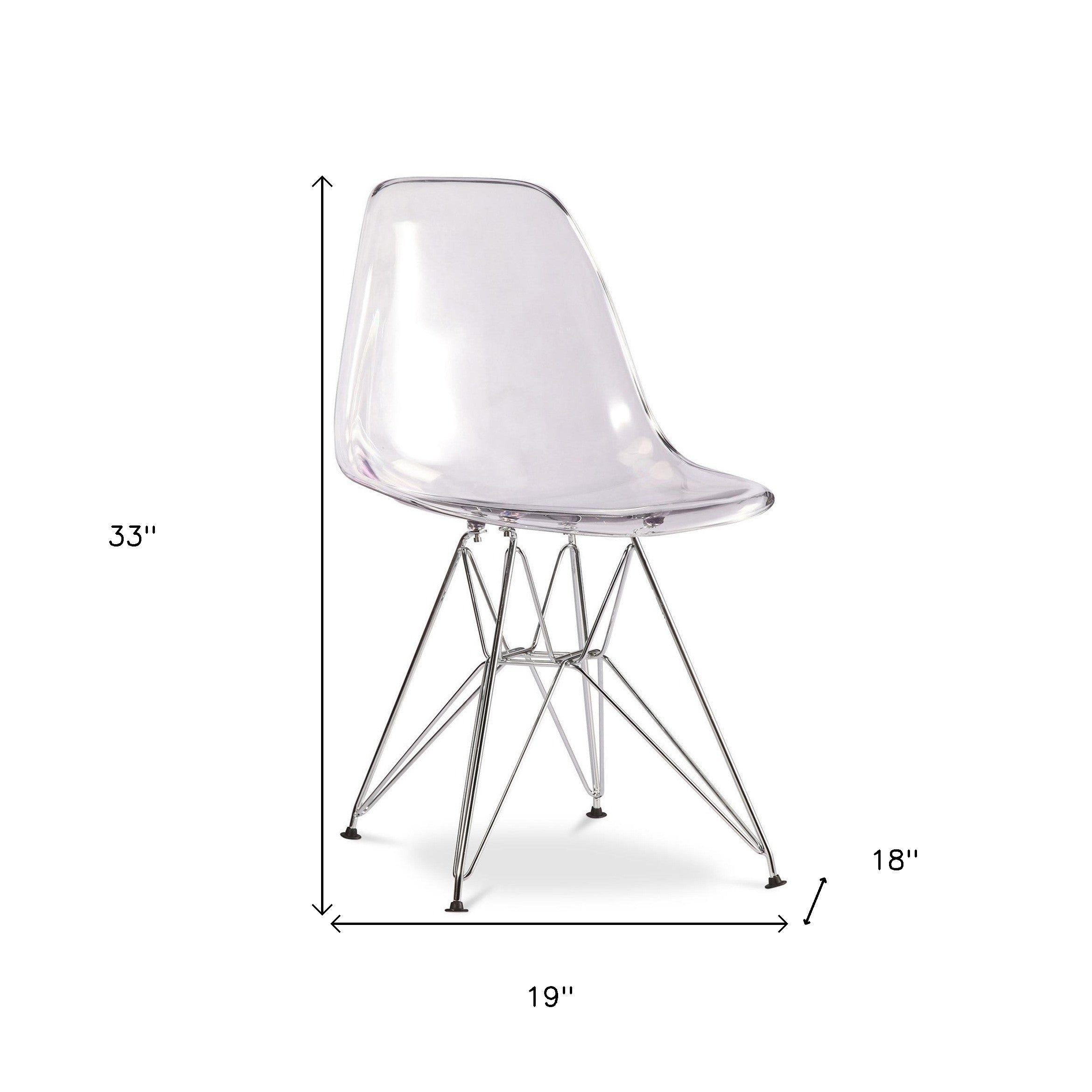 Clear And Silver Acrylic Dining Side Chair