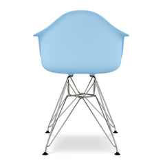 Light Blue And Silver Heavy Duty Plastic Dining Arm Chair