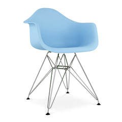 Light Blue And Silver Heavy Duty Plastic Dining Arm Chair