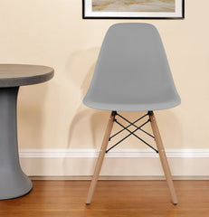 Gray And Natural Heavy Duty Plastic and Wood Dining Side Chair