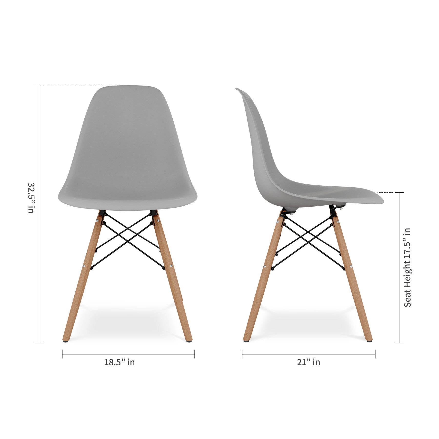 Gray And Natural Heavy Duty Plastic and Wood Dining Side Chair