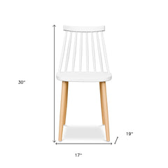 White And Natural Heavy Duty Plastic and Steel Windsor Back Dining Side Chair