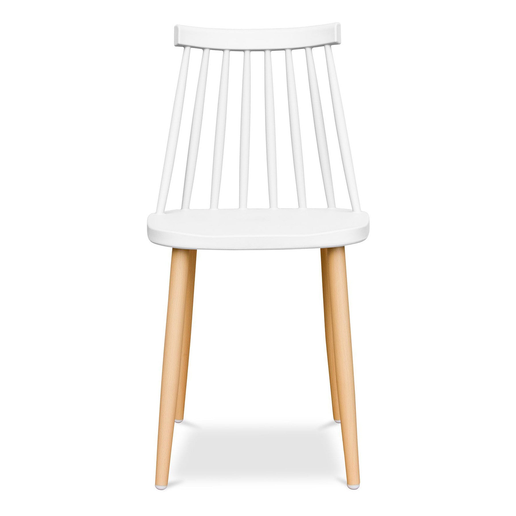 White And Natural Heavy Duty Plastic and Steel Windsor Back Dining Side Chair