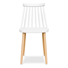 White And Natural Heavy Duty Plastic and Steel Windsor Back Dining Side Chair