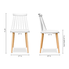 White And Natural Heavy Duty Plastic and Steel Windsor Back Dining Side Chair