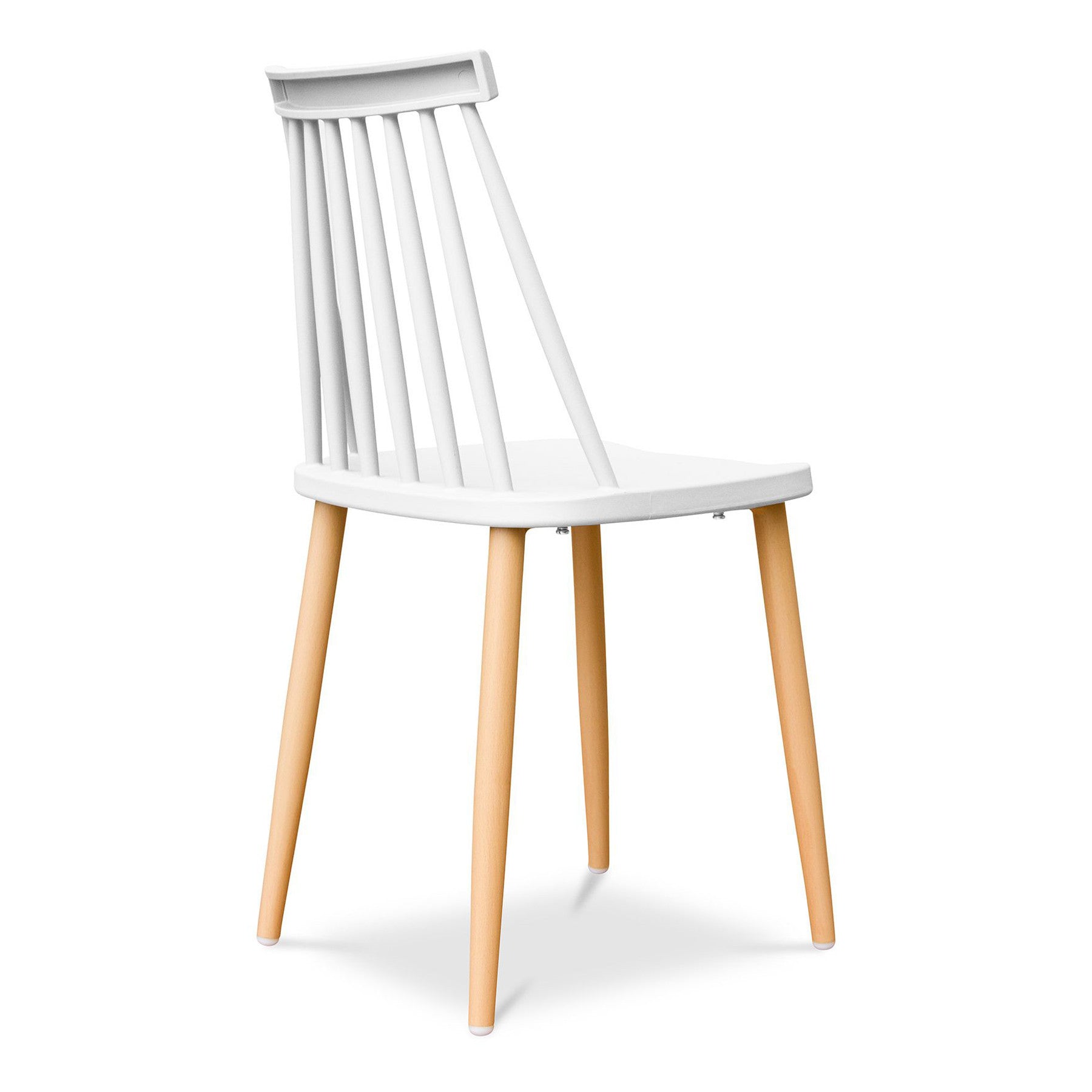 White And Natural Heavy Duty Plastic and Steel Windsor Back Dining Side Chair