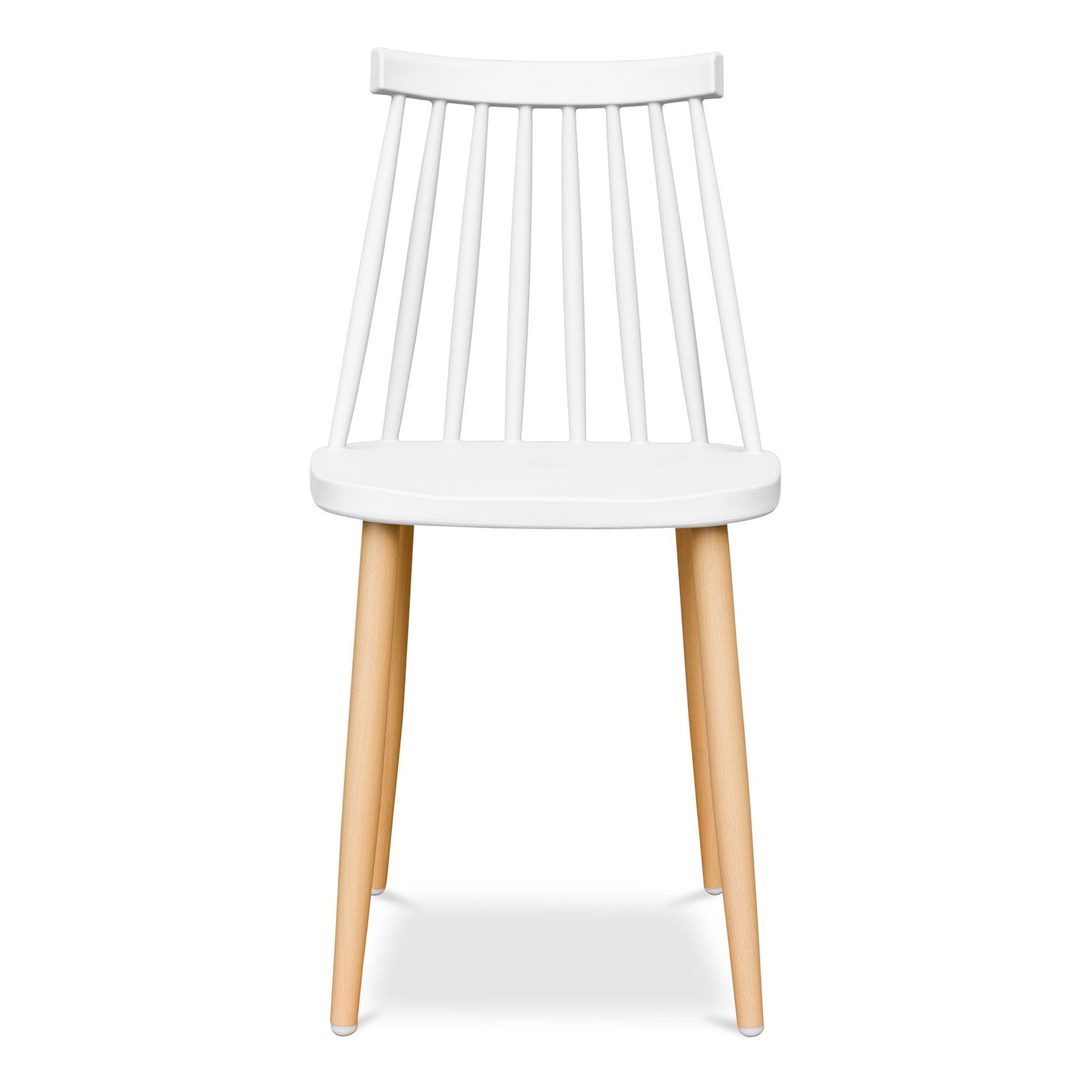 White And Natural Heavy Duty Plastic and Steel Windsor Back Dining Side Chair