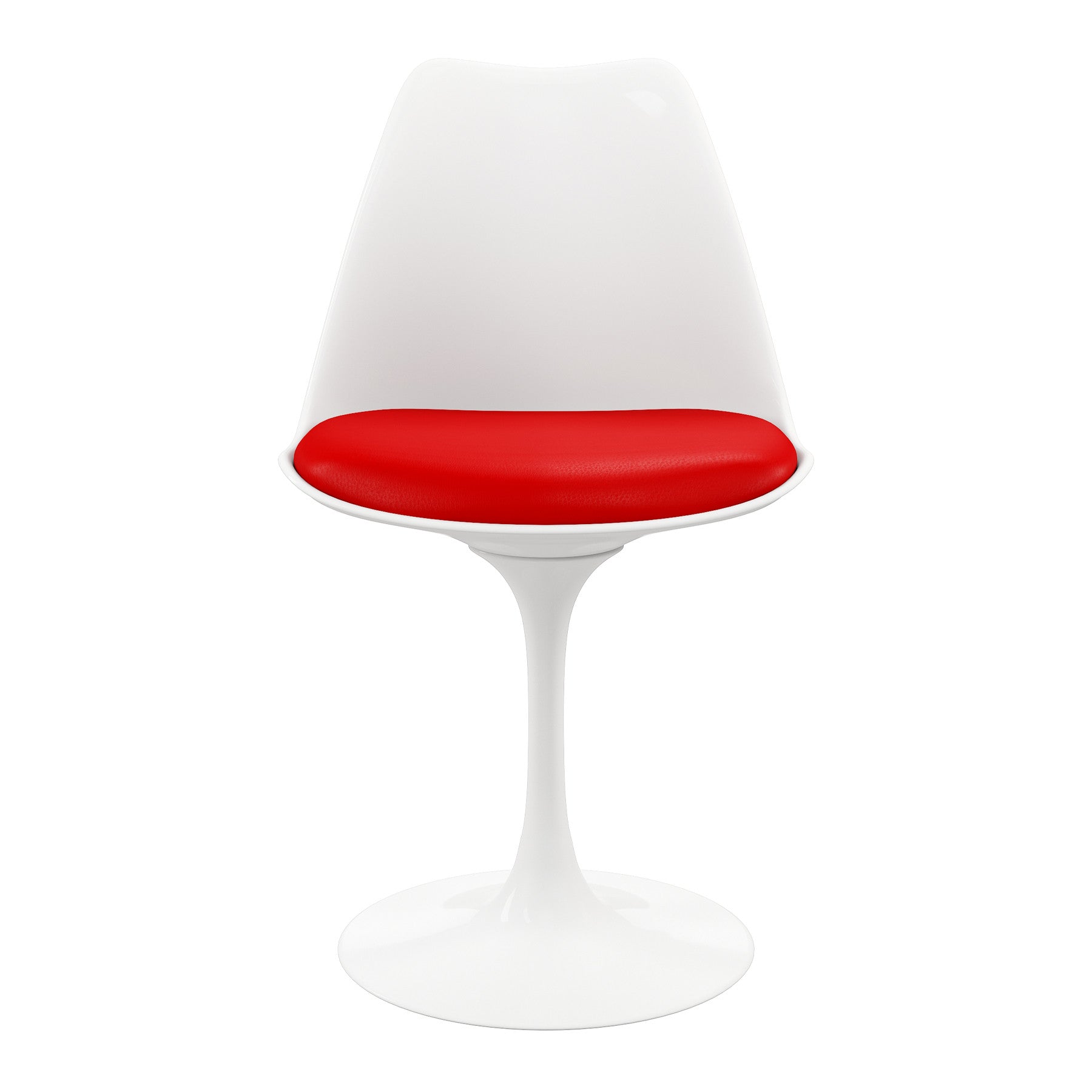 White Heavy Duty Plastic Dining Side Chair With Red Faux Leather Cushion