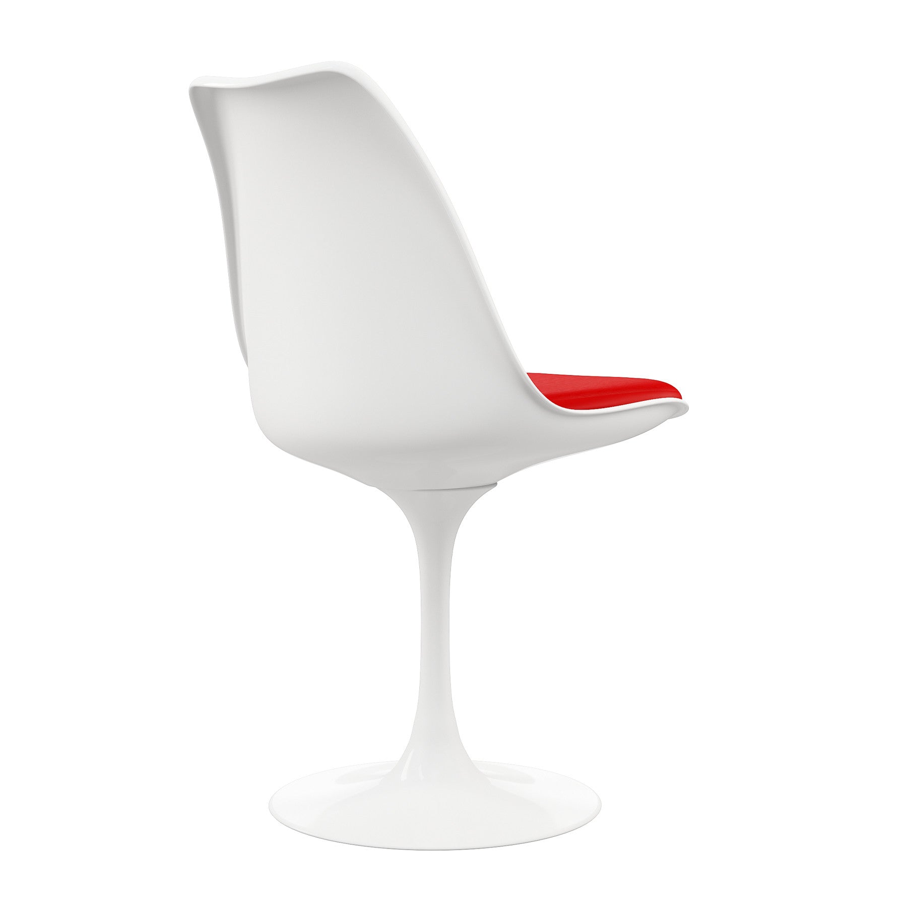 White Heavy Duty Plastic Dining Side Chair With Red Faux Leather Cushion