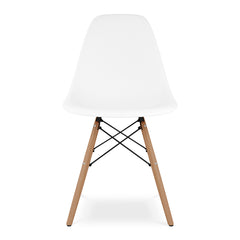 White And Natural Heavy Duty Plastic And Wood Dining Side Chair