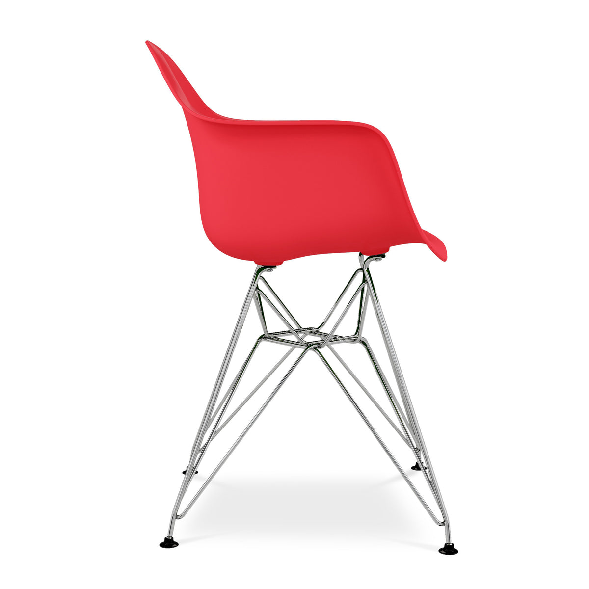 Red And Silver Heavy Duty Plastic Dining Arm Chair