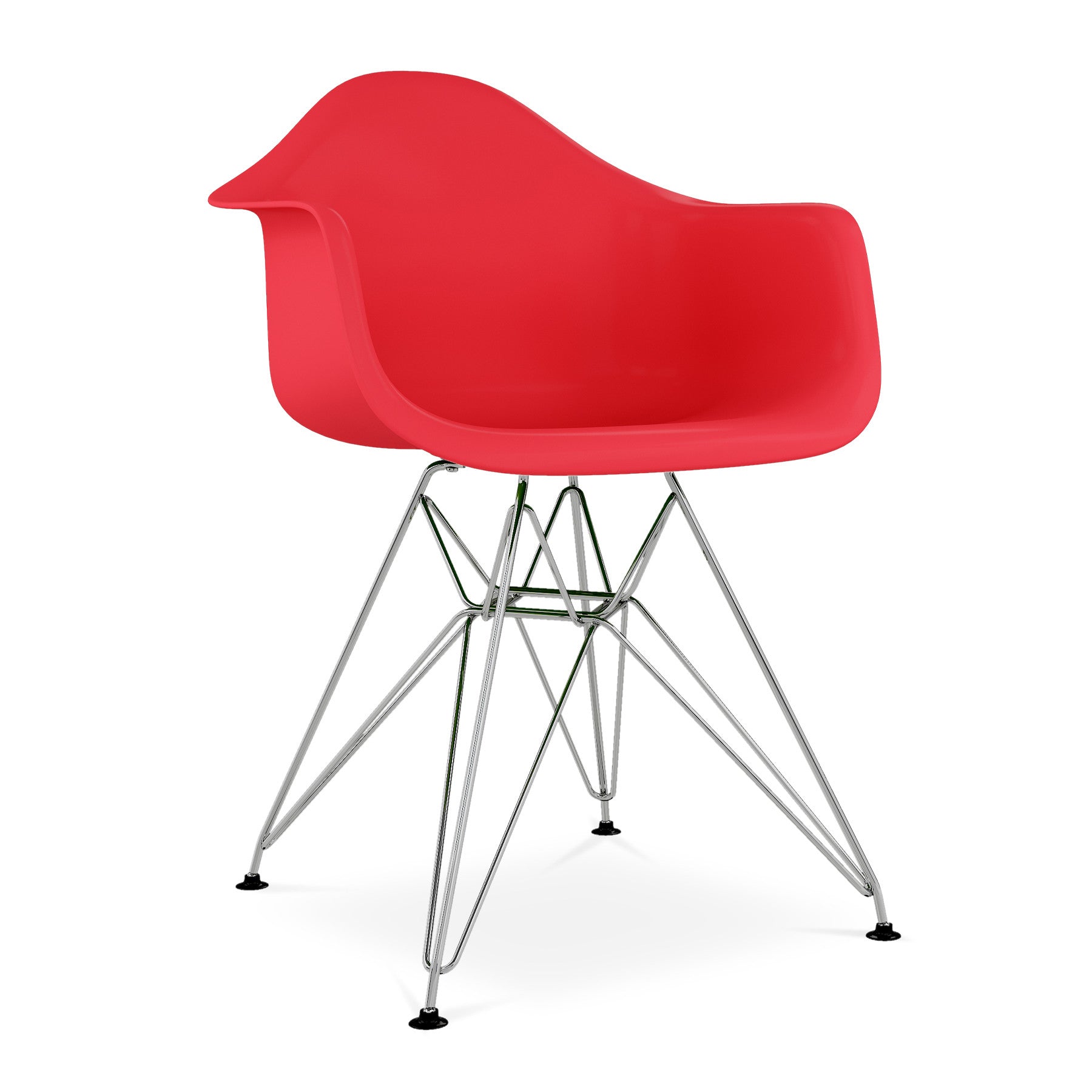 Red And Silver Heavy Duty Plastic Dining Arm Chair