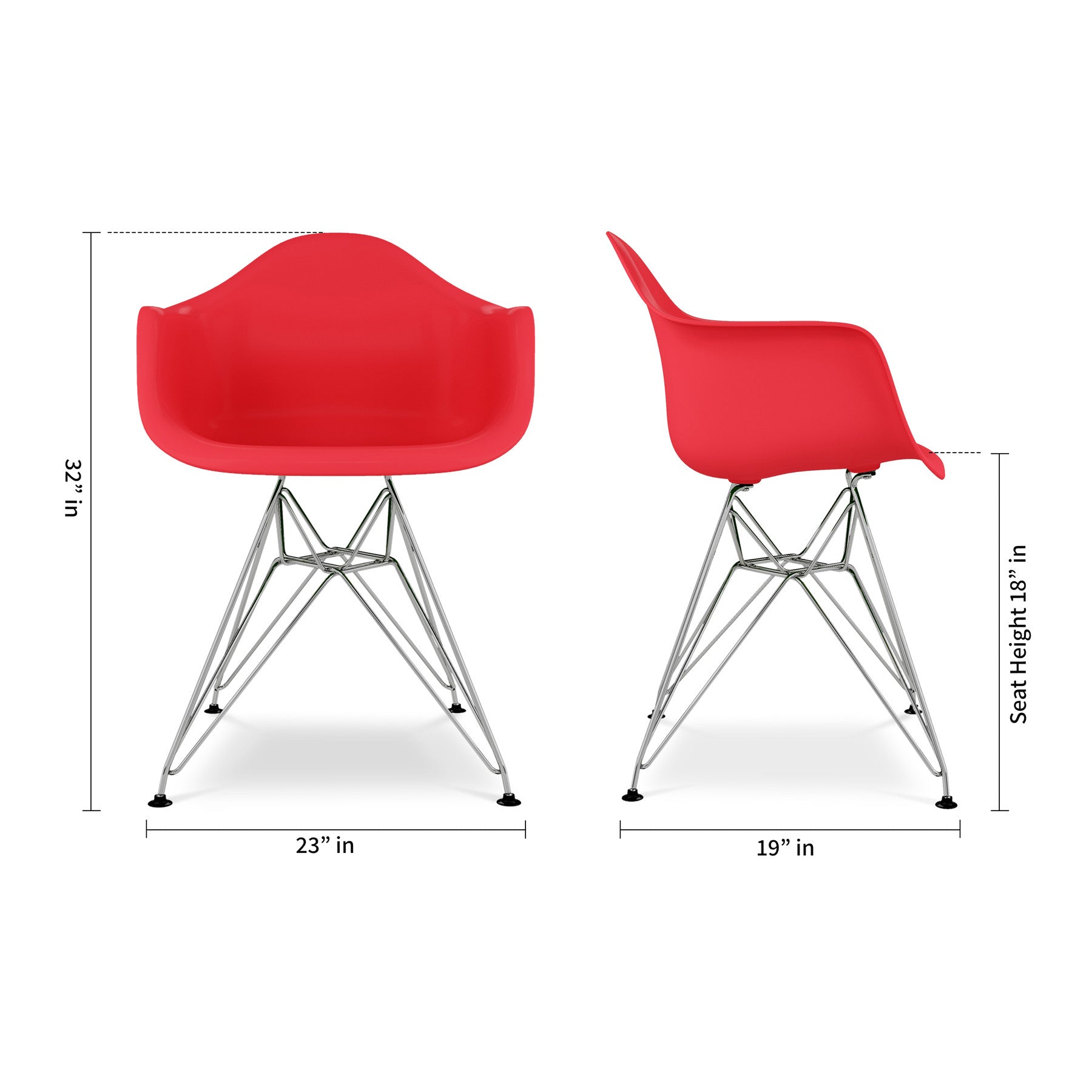 Red And Silver Heavy Duty Plastic Dining Arm Chair