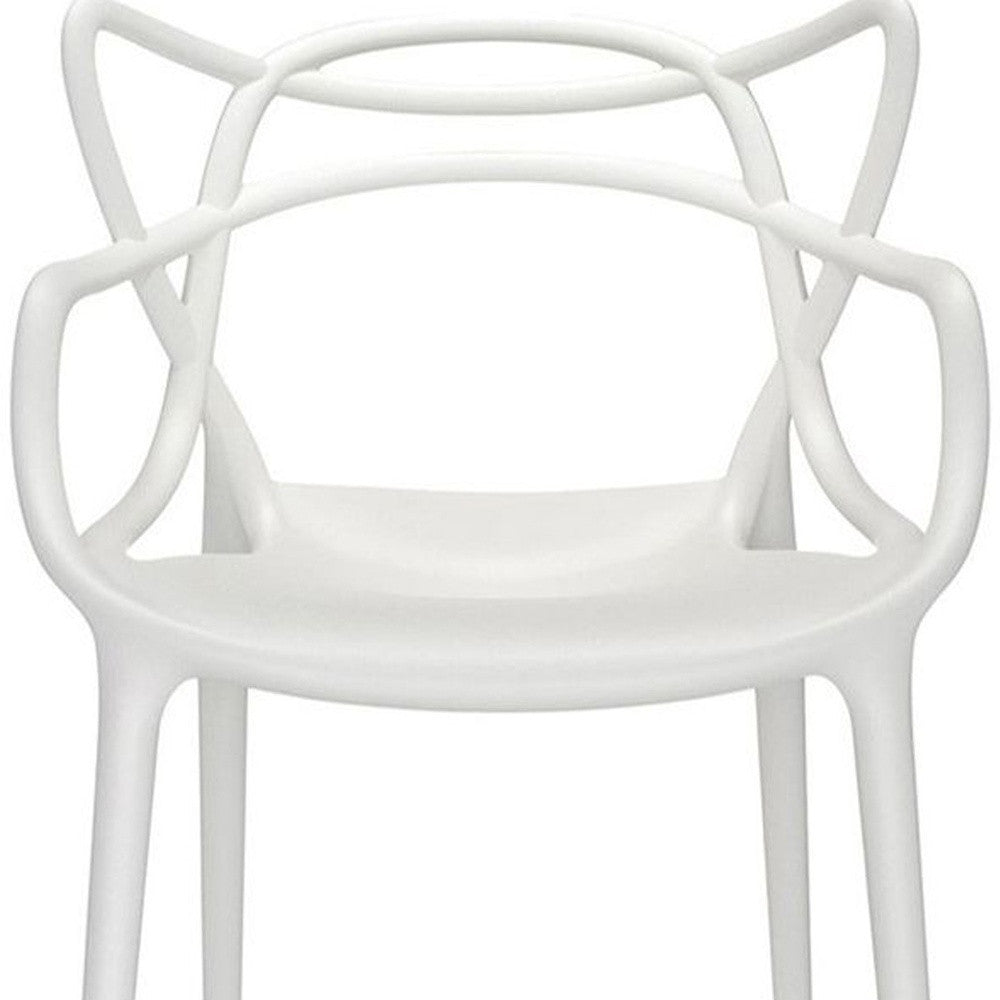 White Heavy Duty Plastic Open Back Dining Arm Chair