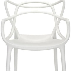 White Heavy Duty Plastic Open Back Dining Arm Chair