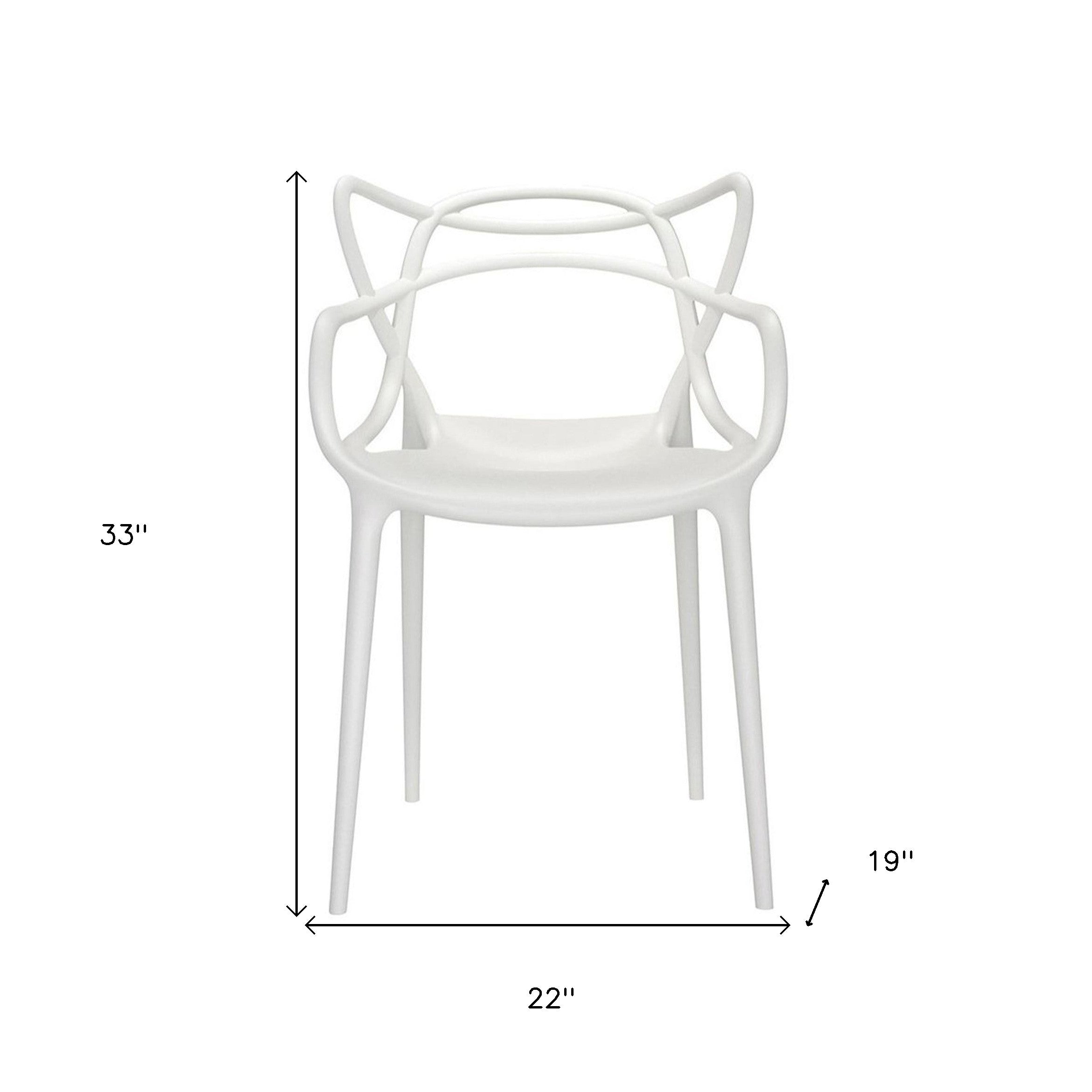 White Heavy Duty Plastic Open Back Dining Arm Chair