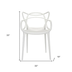 White Heavy Duty Plastic Open Back Dining Arm Chair