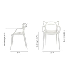 White Heavy Duty Plastic Open Back Dining Arm Chair