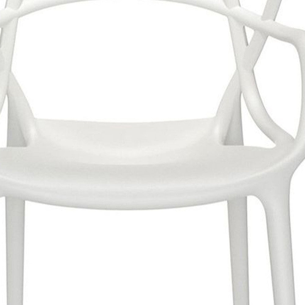 White Heavy Duty Plastic Open Back Dining Arm Chair