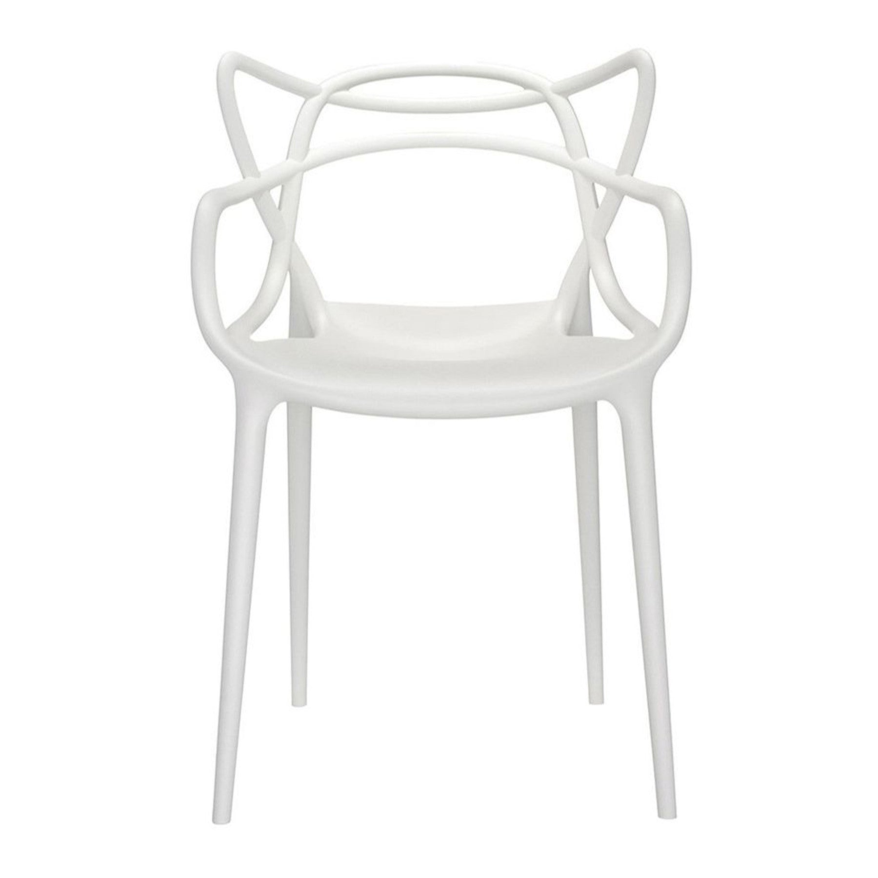 White Heavy Duty Plastic Open Back Dining Arm Chair